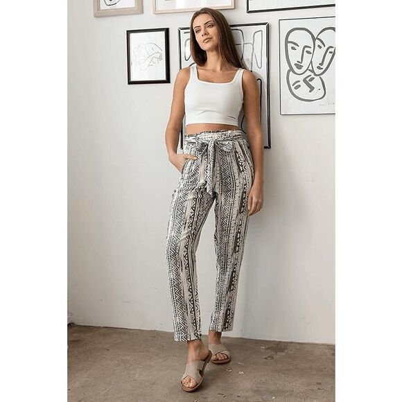 Cali1850 Women's Paper Bag Linen Pants Size Medium - Picture 1 of 10
